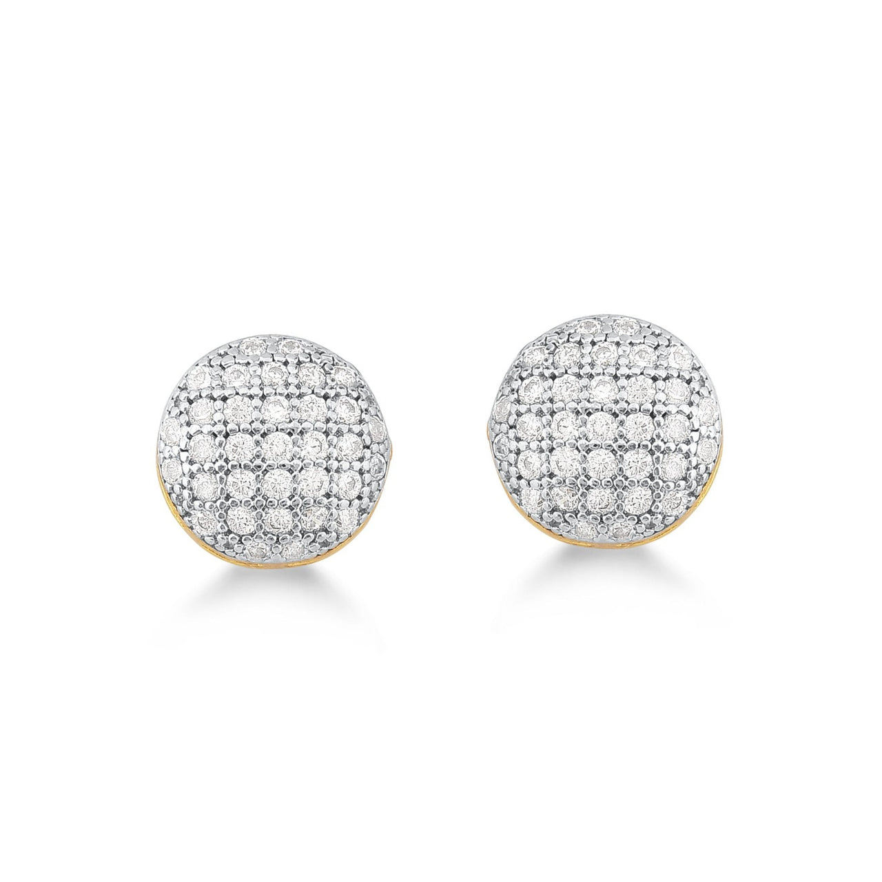 BRINCO DE BOTÃO MEDIO CRAVEJADA DE ZIRCONIAS FOLHEADO A OURO 18K