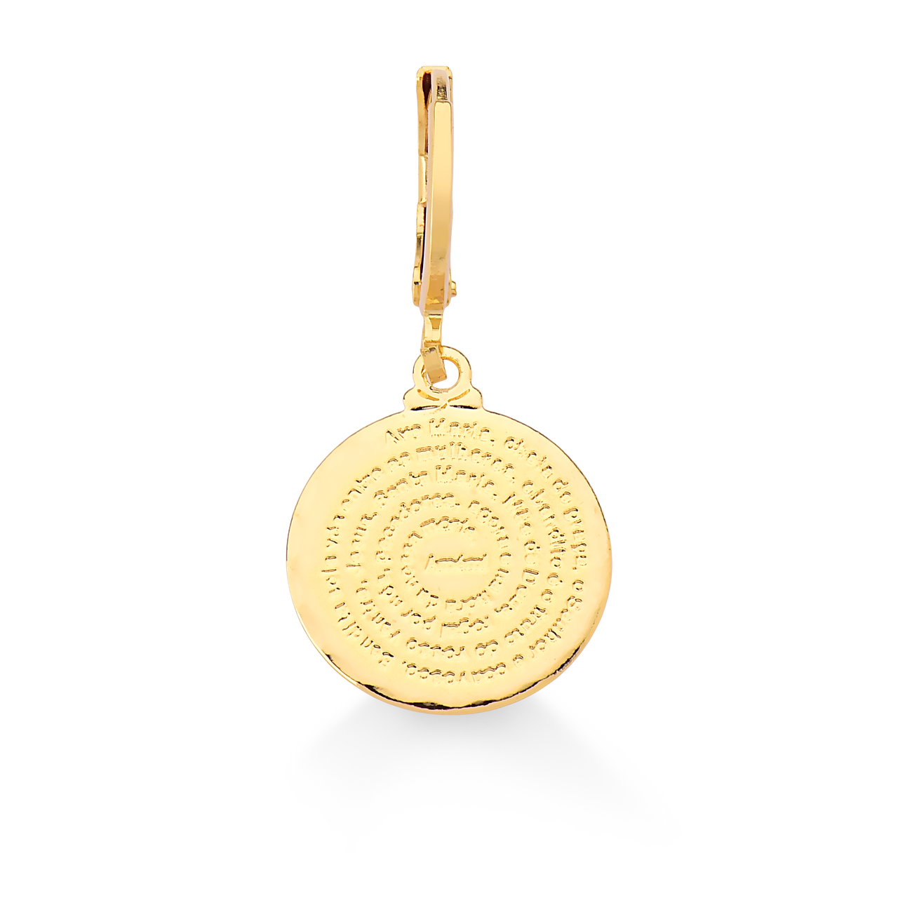 PINGENTE AVE MARIA COM FECHAMENTO EM TRANQUETA FOLHEADO A OURO 18K