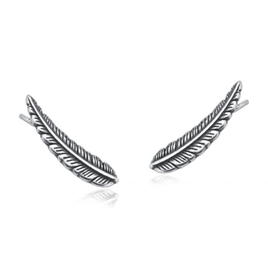 BRINCO DE PRATA ENVELHECIDA EAR CUFF PENA