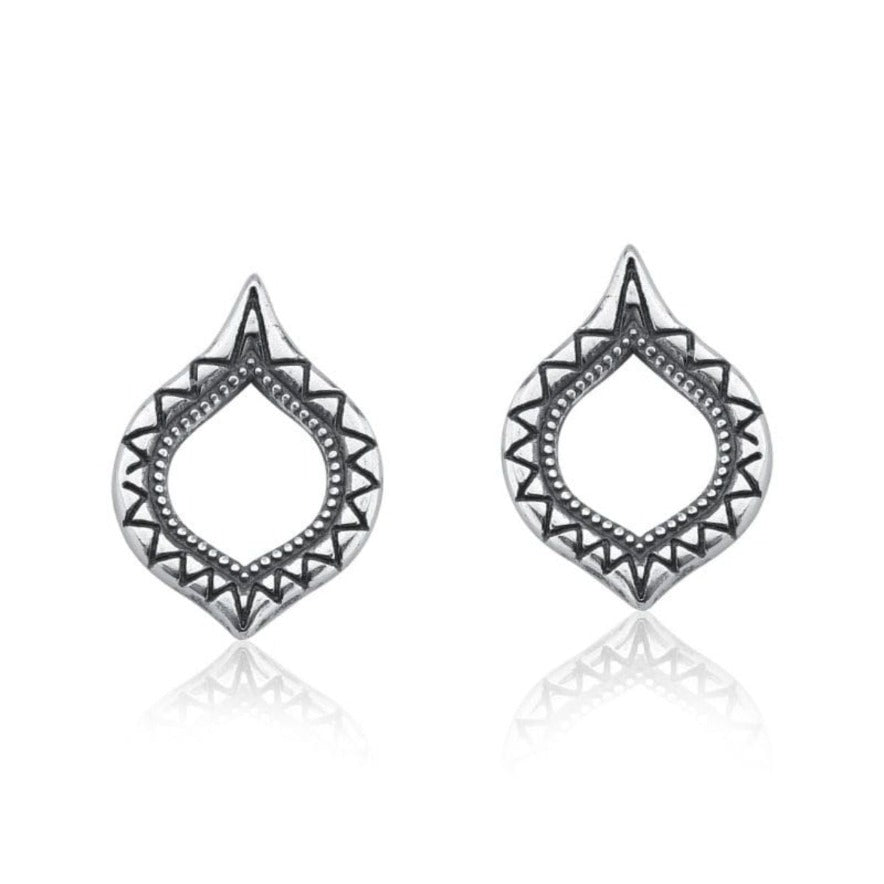 BRINCO DE PRATA ENVELHECIDA GOTA TRIBAL