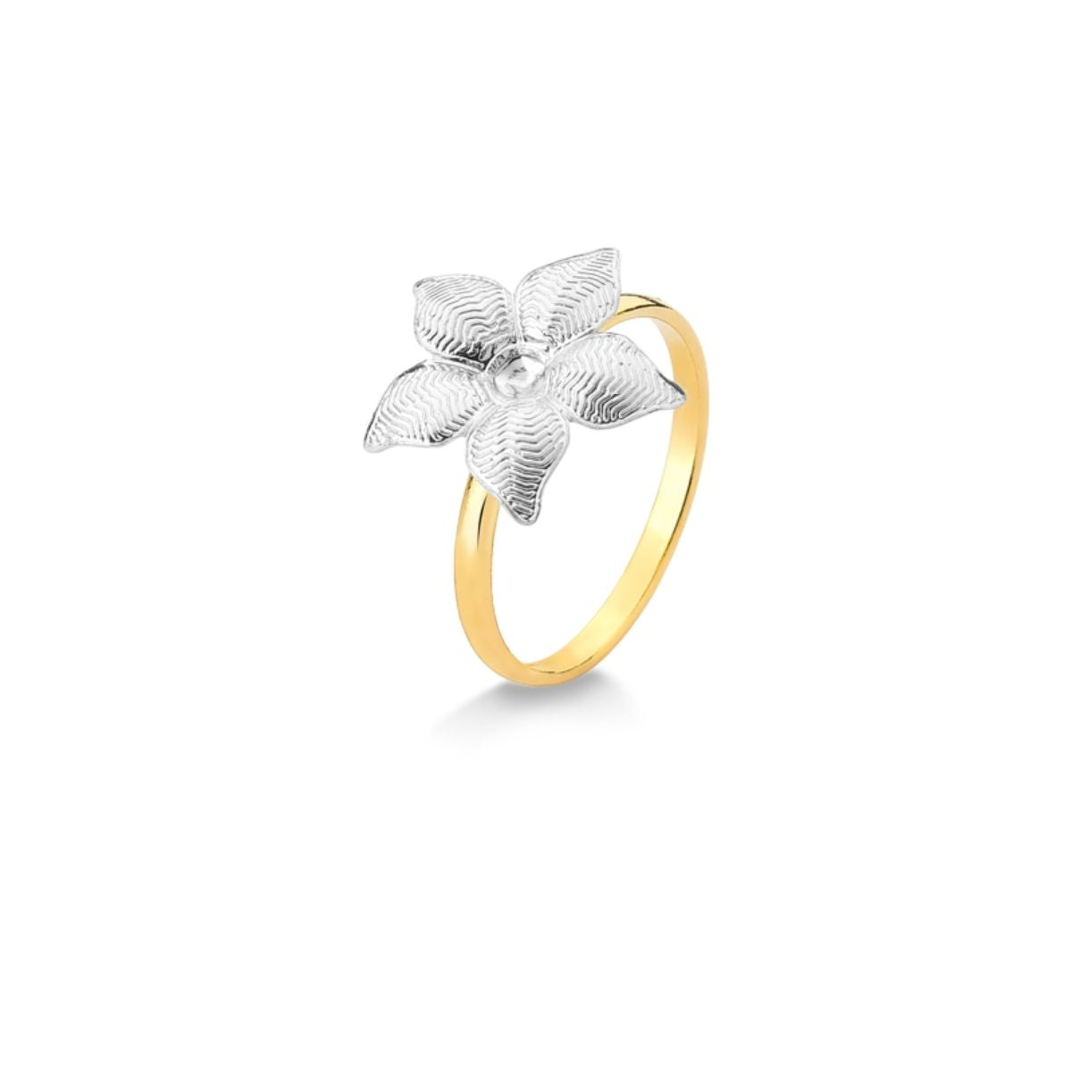 ANEL FALANGE FLOR FOLHEADO A OURO 18K