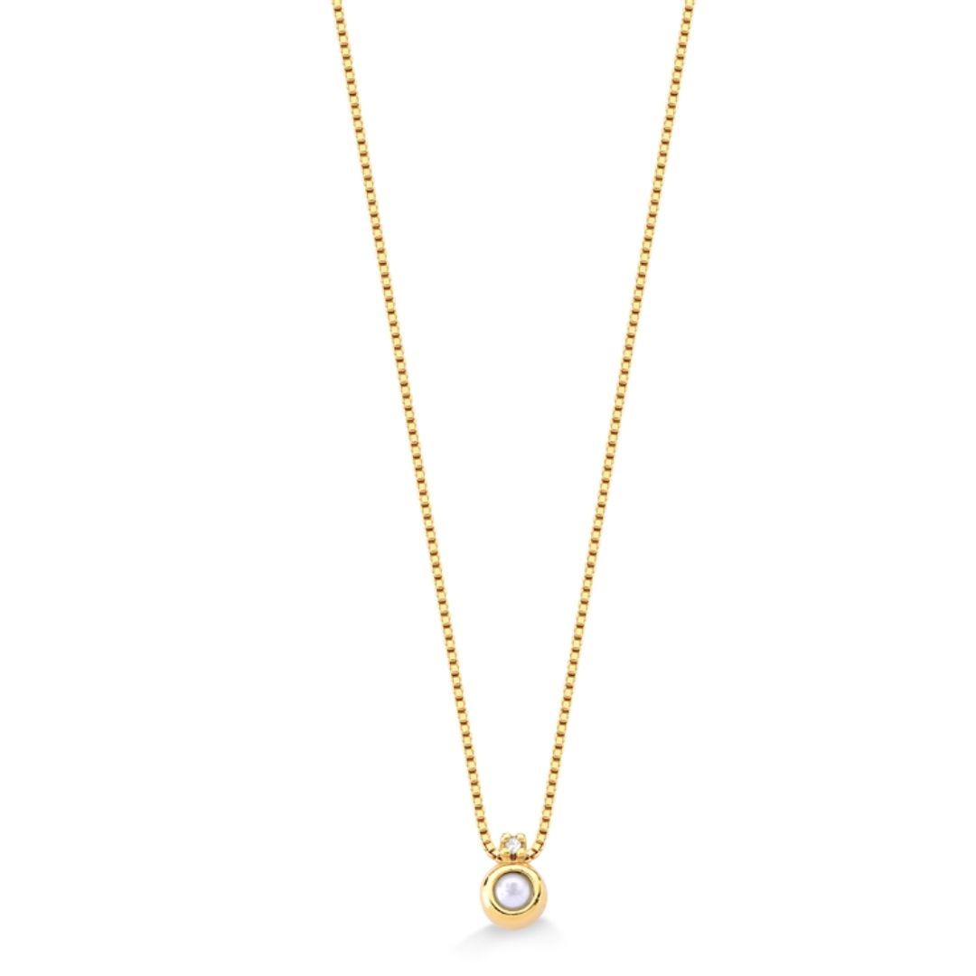 COLAR INFANTIL PINGENTE PEROLA FOLHEADO A OURO 18K