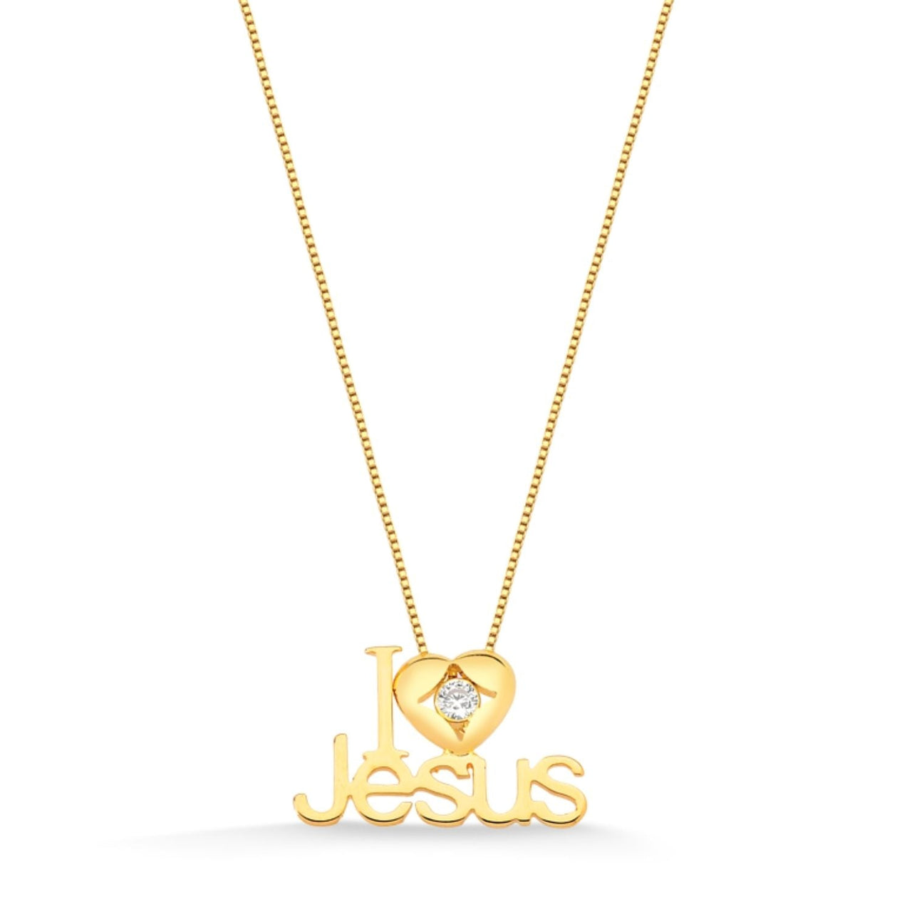 COLAR I LOVE JESUS FOLHEADO A OURO 18K