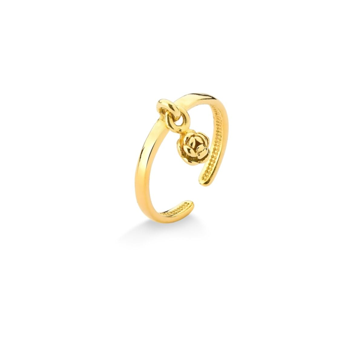 ANEL FALANGE COM PINGENTE DE ROSA FOLHEADO A OURO 18K