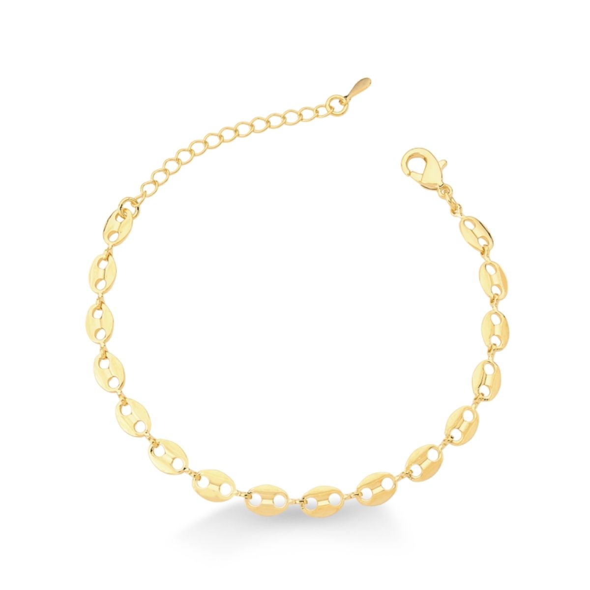 PULSEIRA DE PLAQUINHAS OVALADAS FOLHEADO A OURO 18K