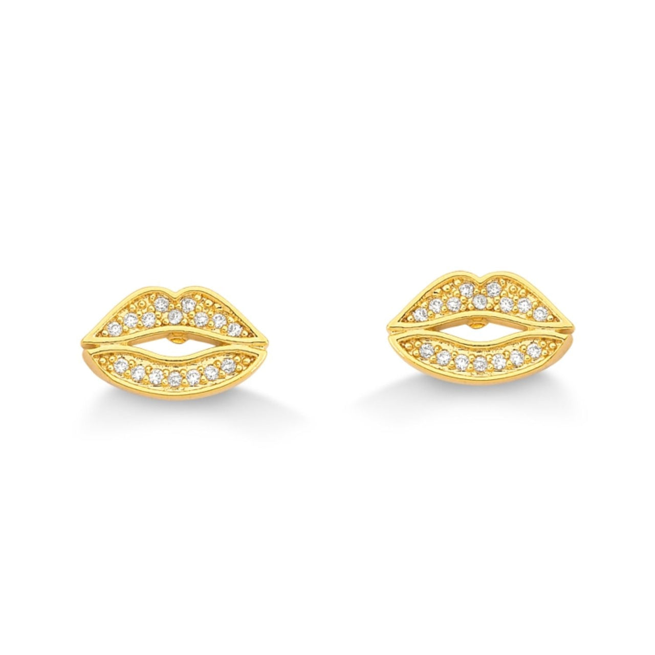 BRINCO DE BOCA CRAVEJADA DE ZIRCONIAS CRISTAIS FOLHEADO A OURO 18K