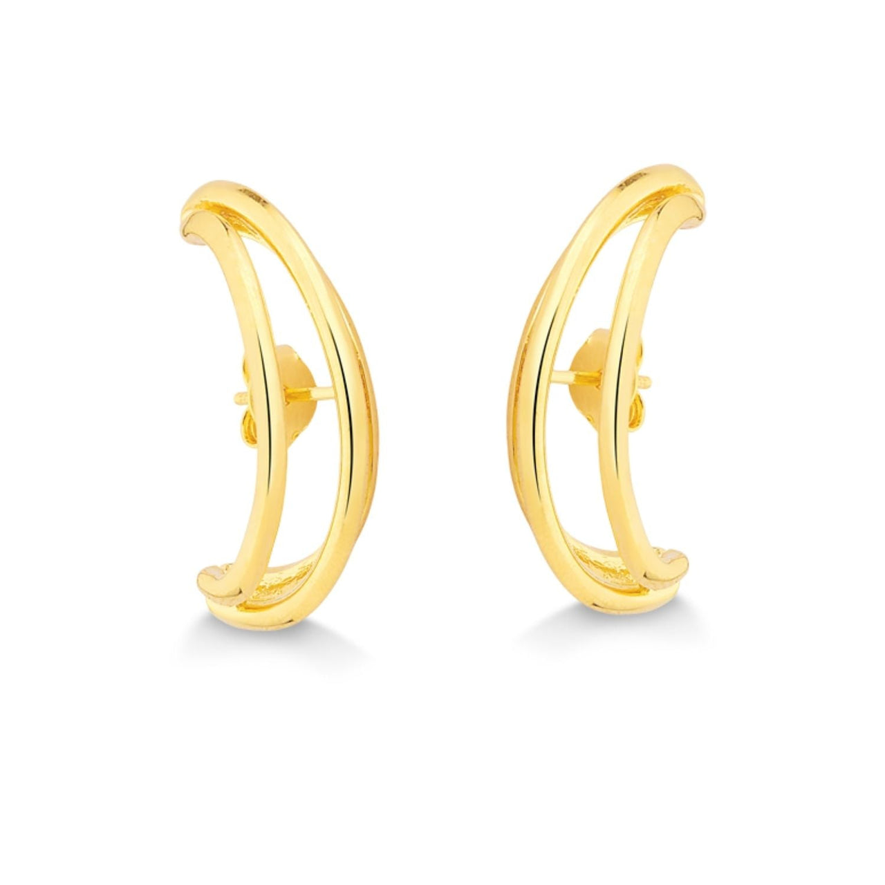 BRINCO EAR HOOK TRES LINHAS FOLHEADO A OURO 18K