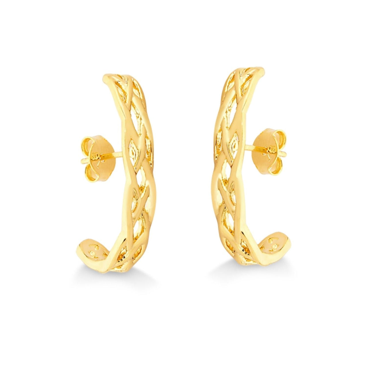 BRINCO EAR HOOK TRAMADO FOLHEADO A OURO 18K