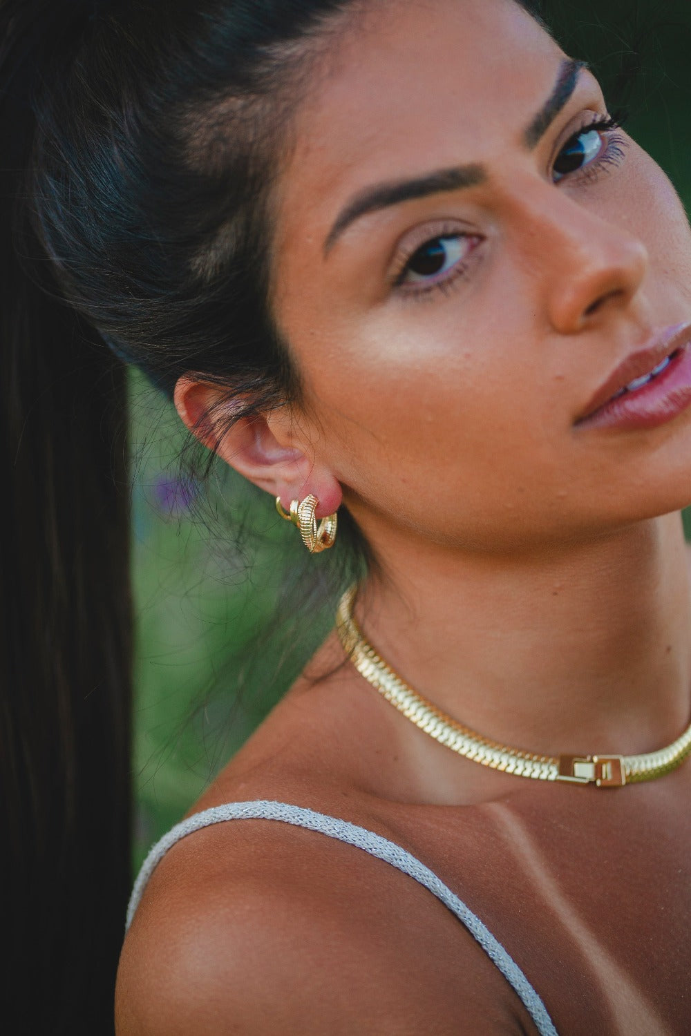 COLAR DE MALHA ESTEIRA FOLHEADO A OURO 18K