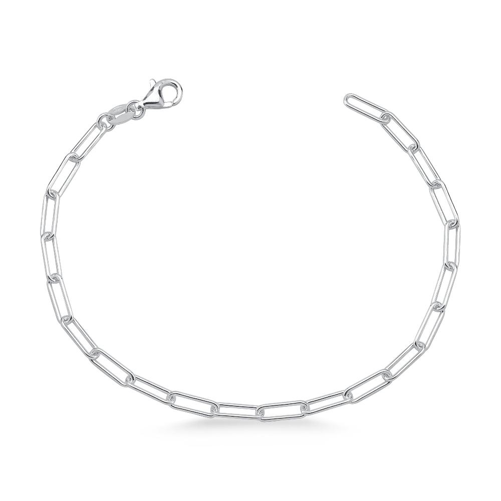 PULSEIRA DE PRATA ELO CADEADO ALONGADO