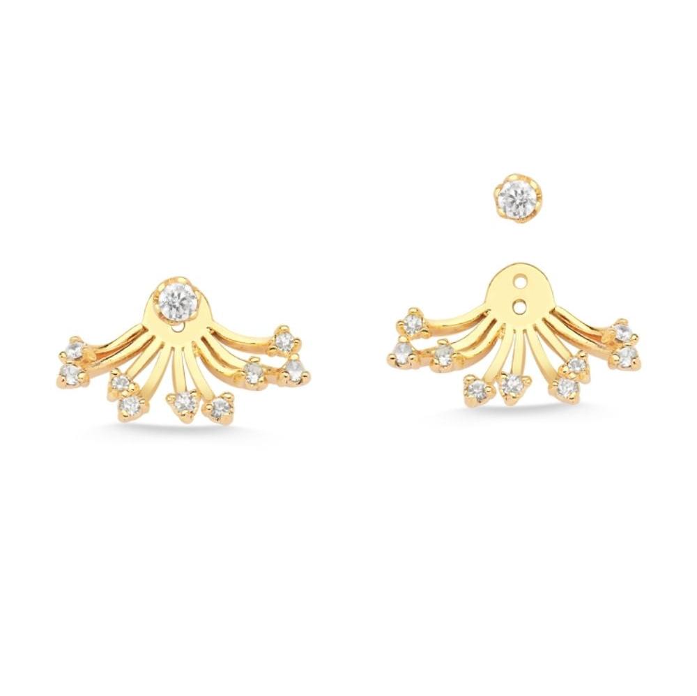 BRINCO DE FLECHAS COM ZIRCÔNIAS FOLHEADO A OURO 18K