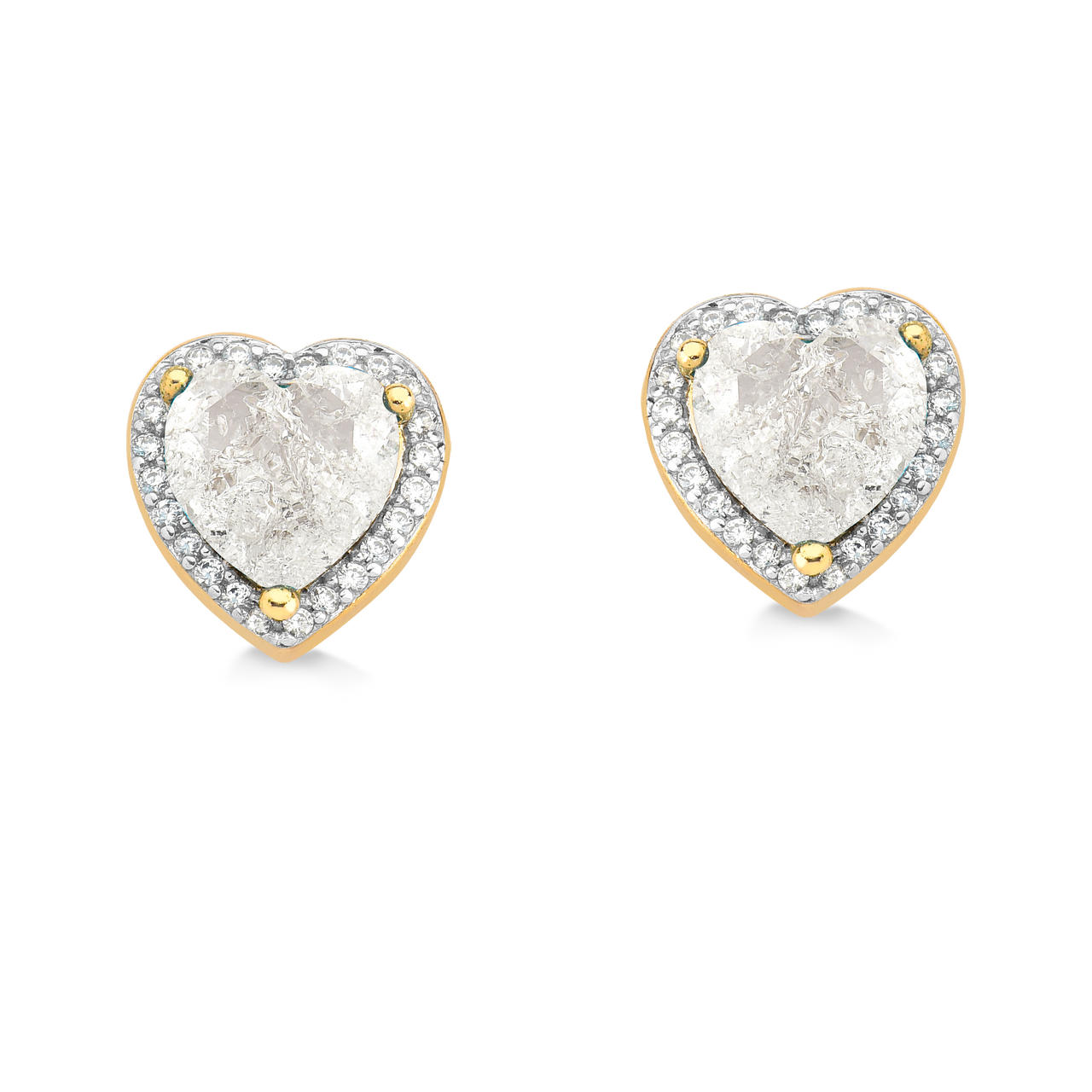 BRINCO CORAÇÃO PEDRA FUSION CRISTAL CRAVEJADO DE ZIRCONIAS FOLHEADO A OURO 18K