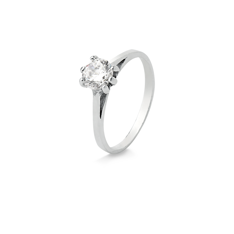 ANEL DE PRATA SOLITARIO COM ZIRCONIA GRANDE