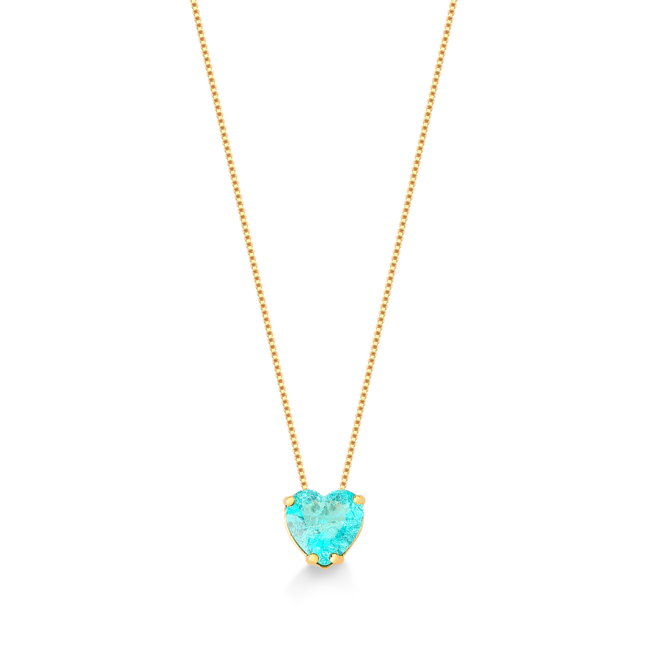 COLAR PEDRA CORAÇÃO VERDE CLARO FOLHEADO A OURO 18K