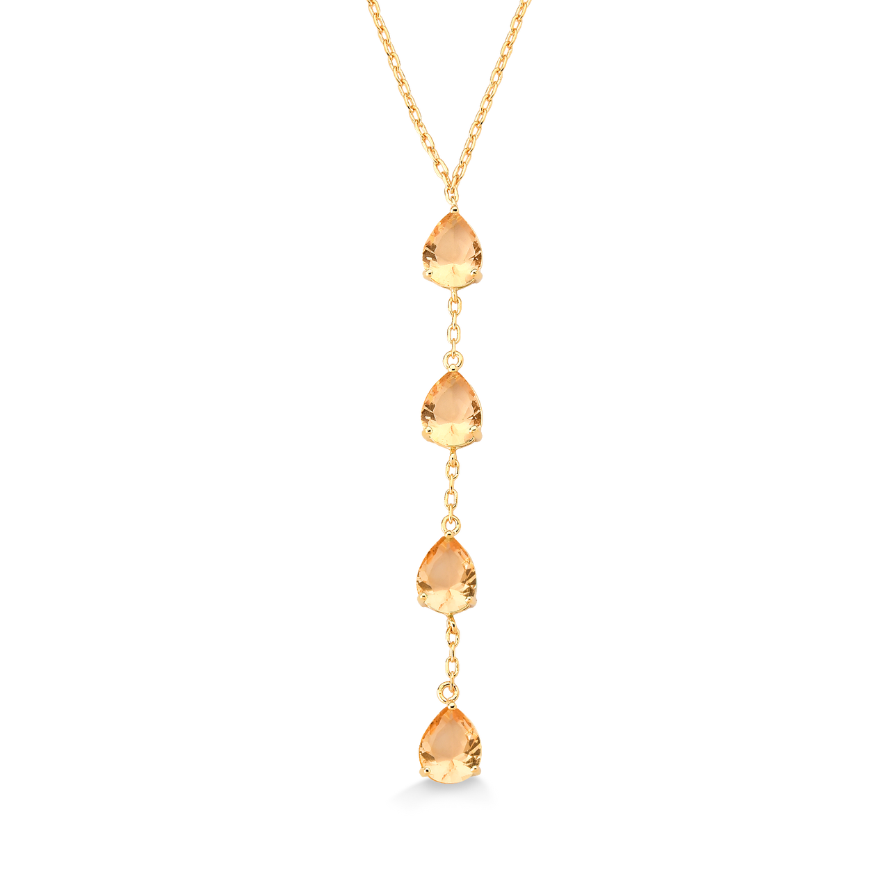 COLAR PEDRAS OVAIS CITRINO FOLHEADO A OURO 18K