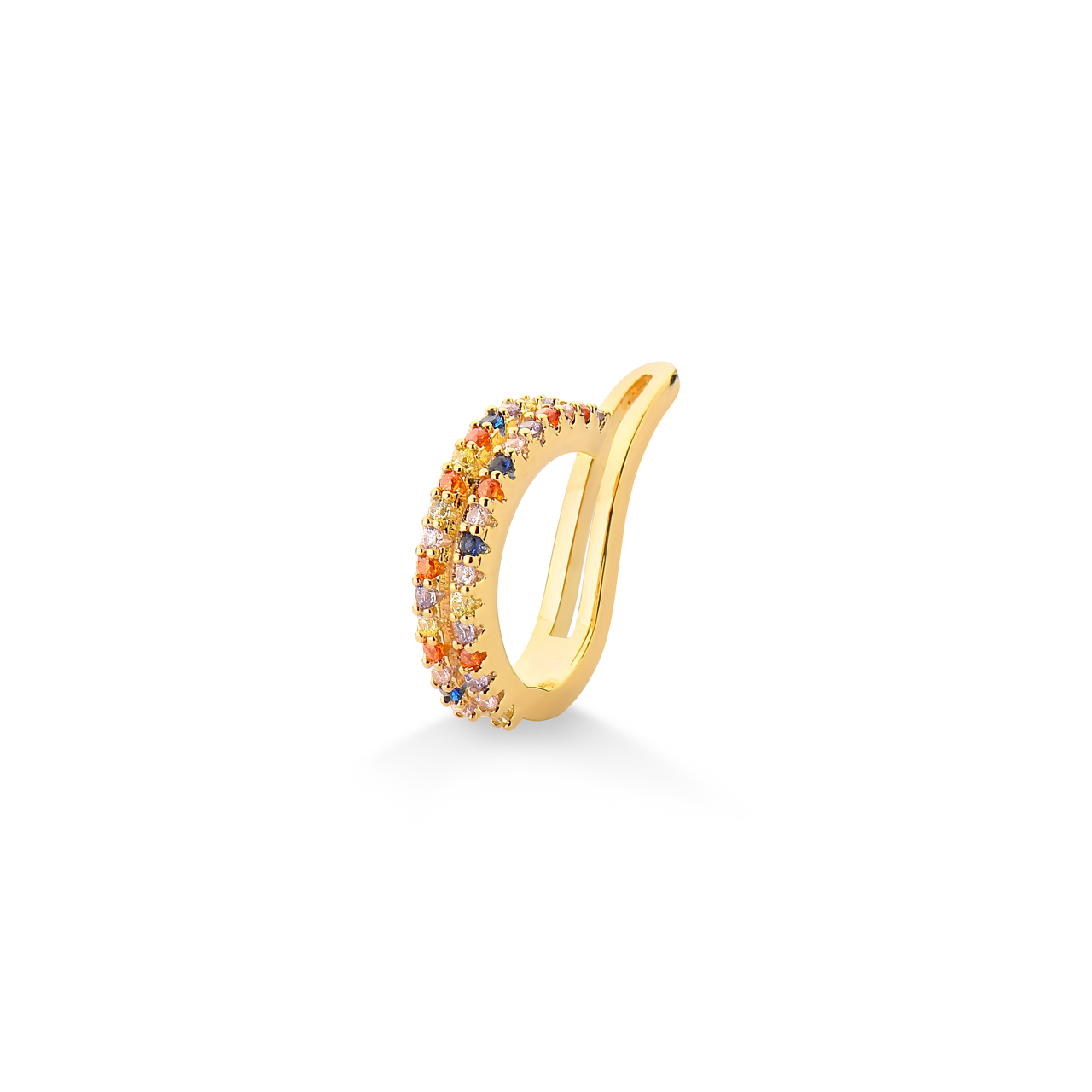 BRINCO PIERCING DE PRESSÃO CRAVEJADAS COM ZIRCONIA COLORIDA FOLHEADO A OURO 18K