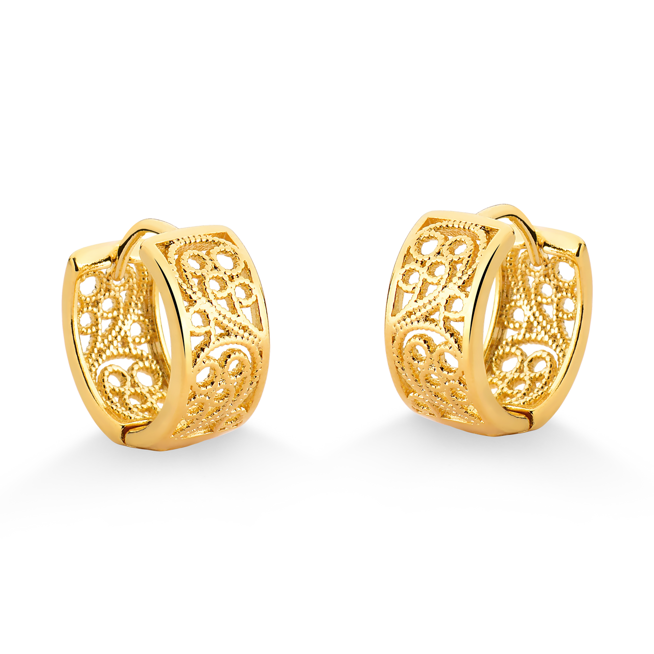 BRINCO DE ARGOLA COM CLICK VAZADA FOLHEADO A OURO 18K