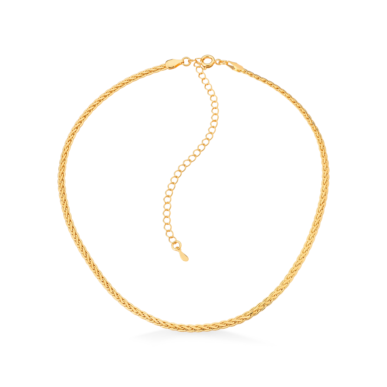 COLAR CHOKER TRANÇADO FOLHEADO A OURO 18K