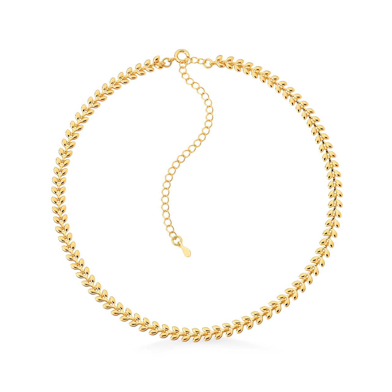 COLAR CHOKER FOLHAS REDONDAS FOLHEADO A OURO 18K