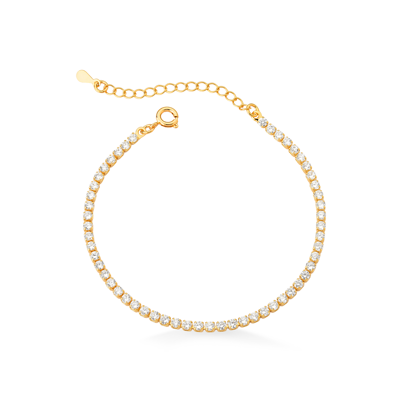 PULSEIRA RIVIERA CRISTAL FOLHEADA A OURO 18K