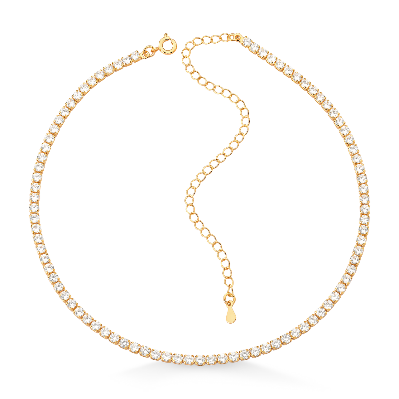 COLAR RIVIERA DE CRISTAL FOLHEADO A OURO 18K