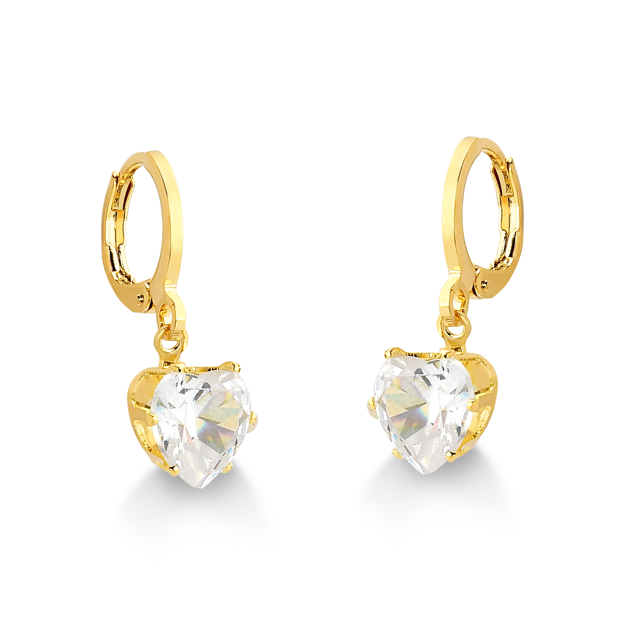 BRINCO DE ARGOLA COM ZIRCONIA DE CORAÇÃO FOLHEADO A OURO 18K
