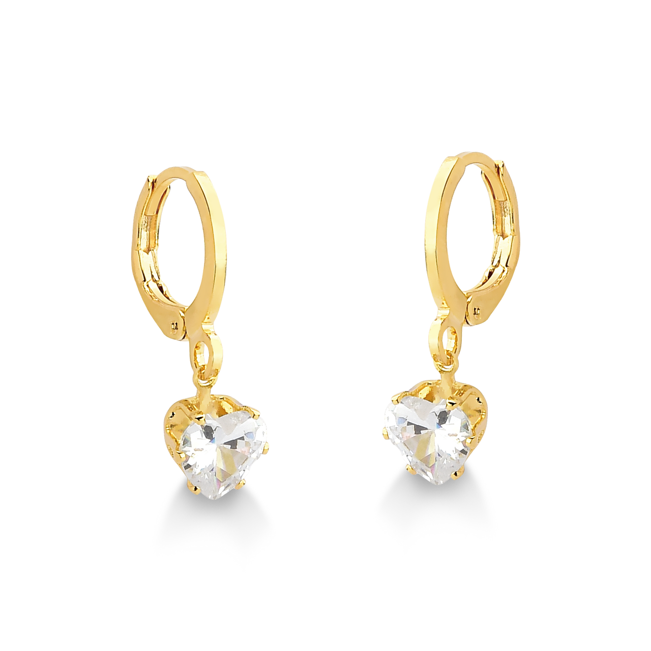 BRINCO DE ARGOLA COM ZIRCONIA DE CORAÇÃO P FOLHEADO A OURO 18K