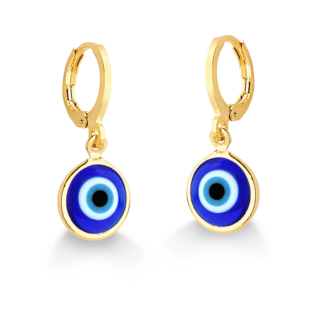 BRINCO ARGOLA OLHO GREGO AZUL BIC FOLHEADO A OURO 18K