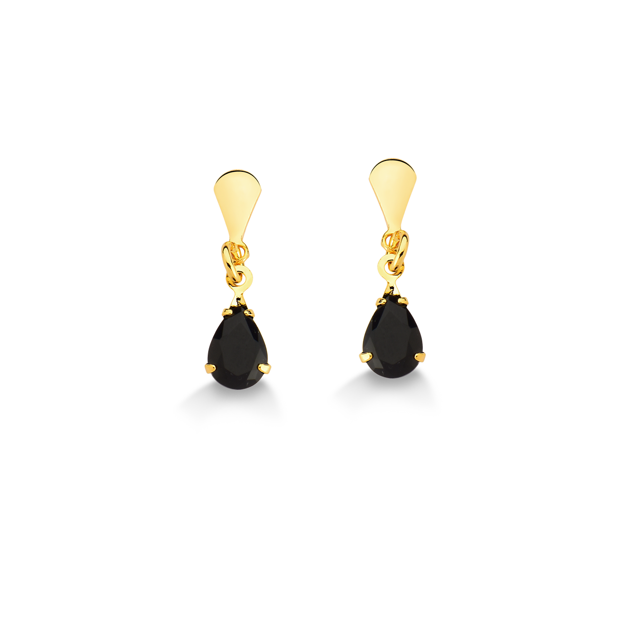 BRINCO GOTA DE ZIRCONIA PRETA FOLHEADO A OURO 18K