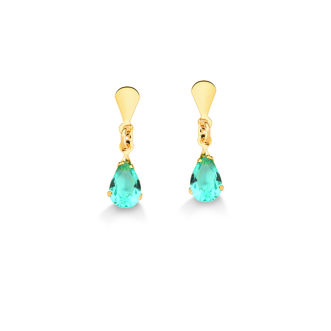 BRINCO GOTA DE ZIRCONIA TURMALINA FOLHEADO A OURO 18K