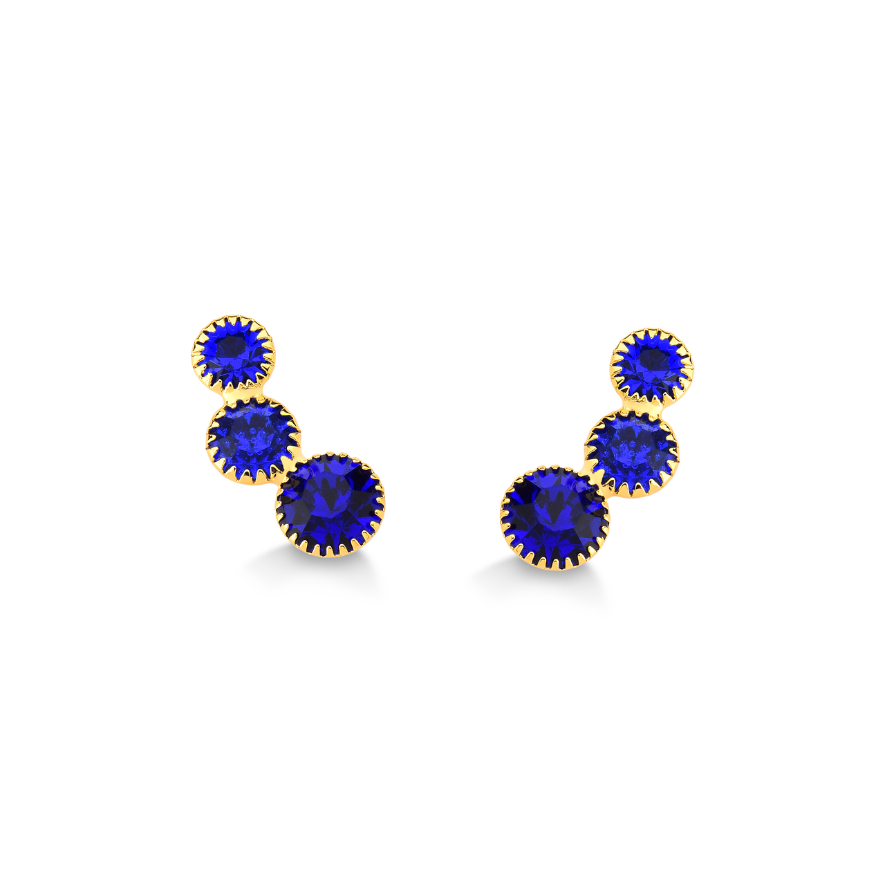 BRINCO EAR CUFF DE CRISTAIS AZUIS FOLHEADO A OURO 18K