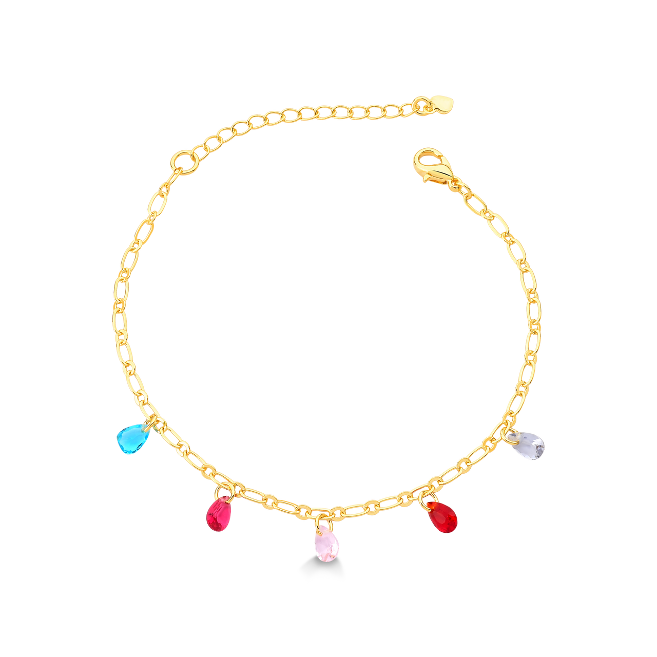 PULSEIRA COM PEDRAS COLORIDAS DE ZIRCONIA FOLHEADO A OURO 18K