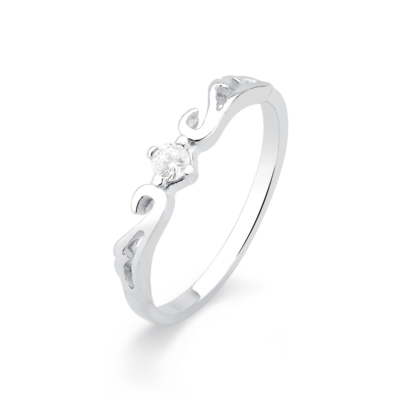 ANEL DE PRATA ONDA COM ZIRCONIA