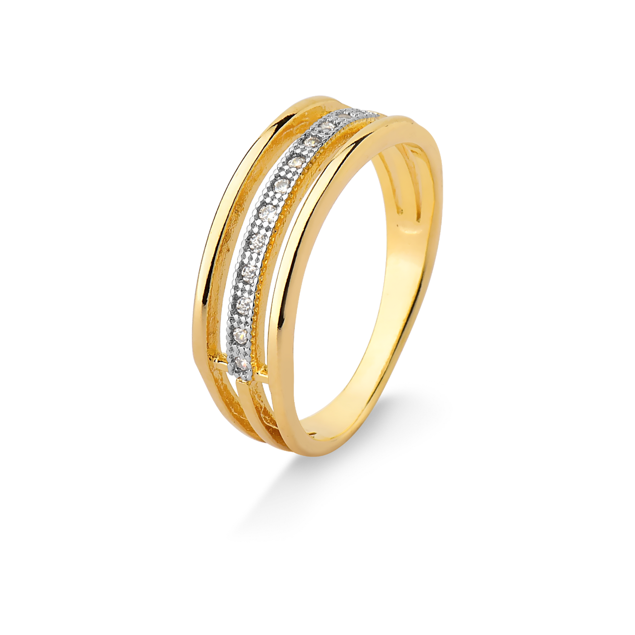ANEL TRÊS ELOS CLASSICO FOLHEADO A OURO 18K