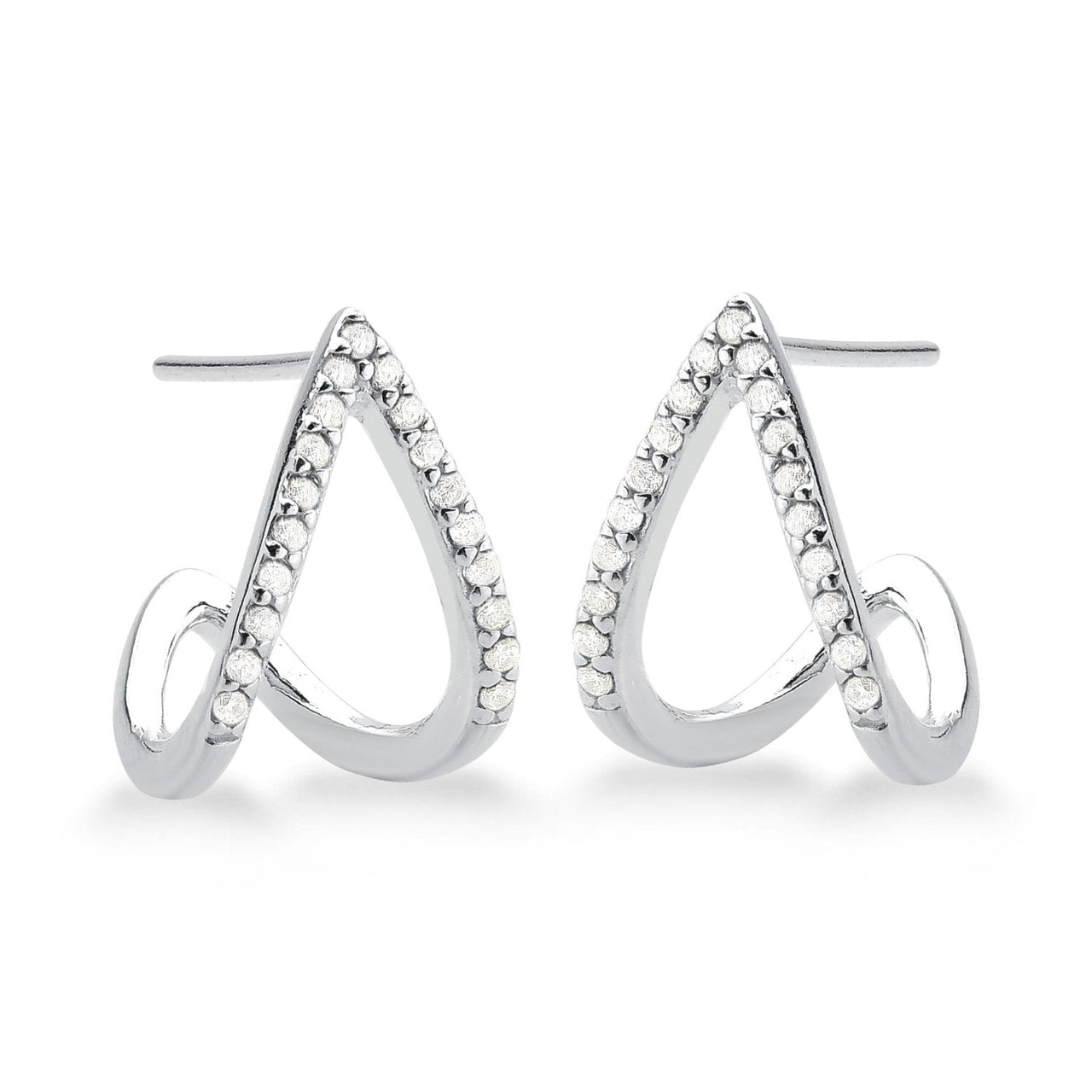 BRINCO DE PRATA 925 FORMATO V CRAVEJADO DE ZIRCONIAS