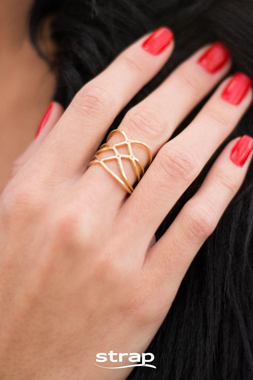 ANEL LINHAS FOLHEADO A OURO 18K