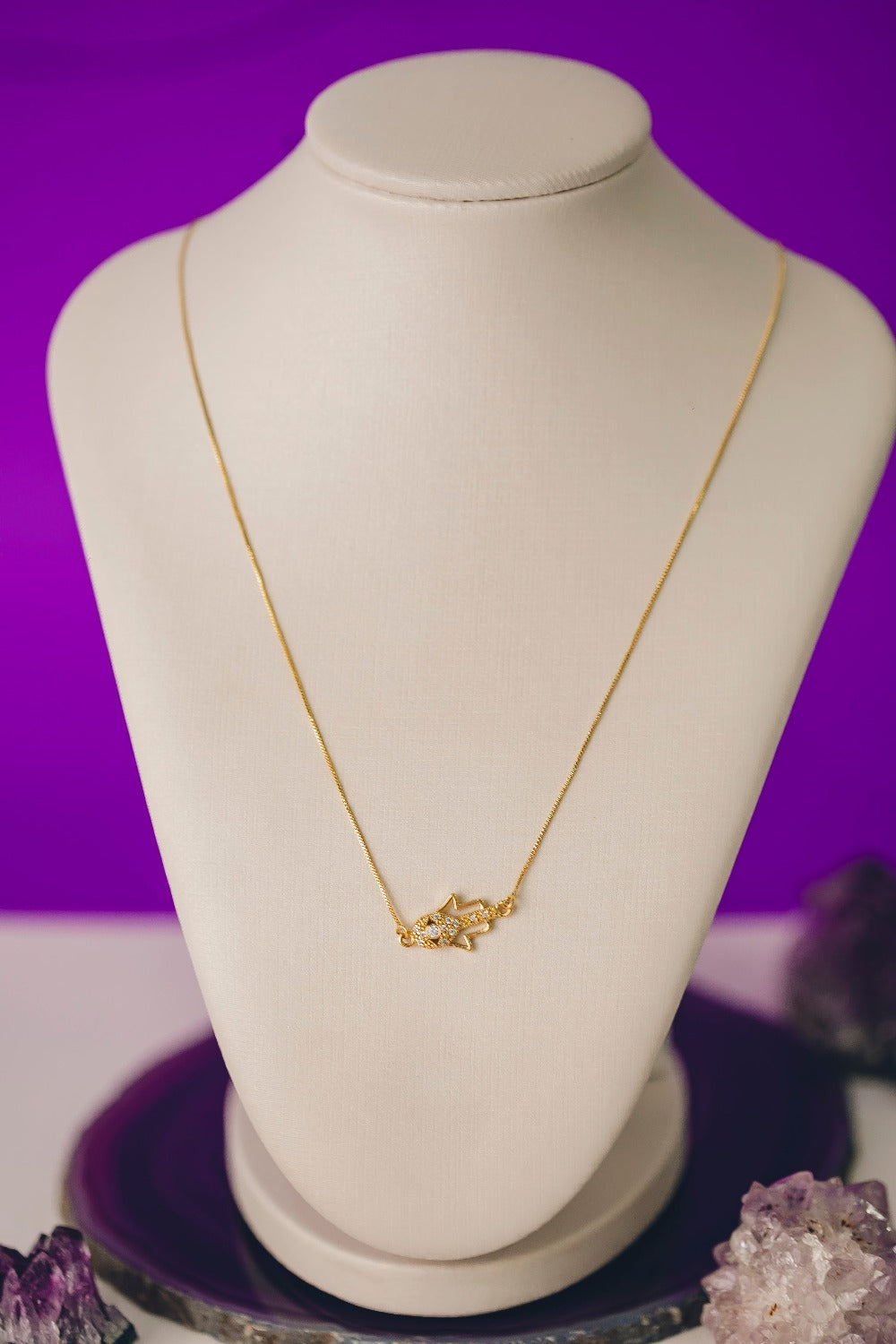 COLAR MÃO DE FÁTIMA FOLHEADO A OURO 18K