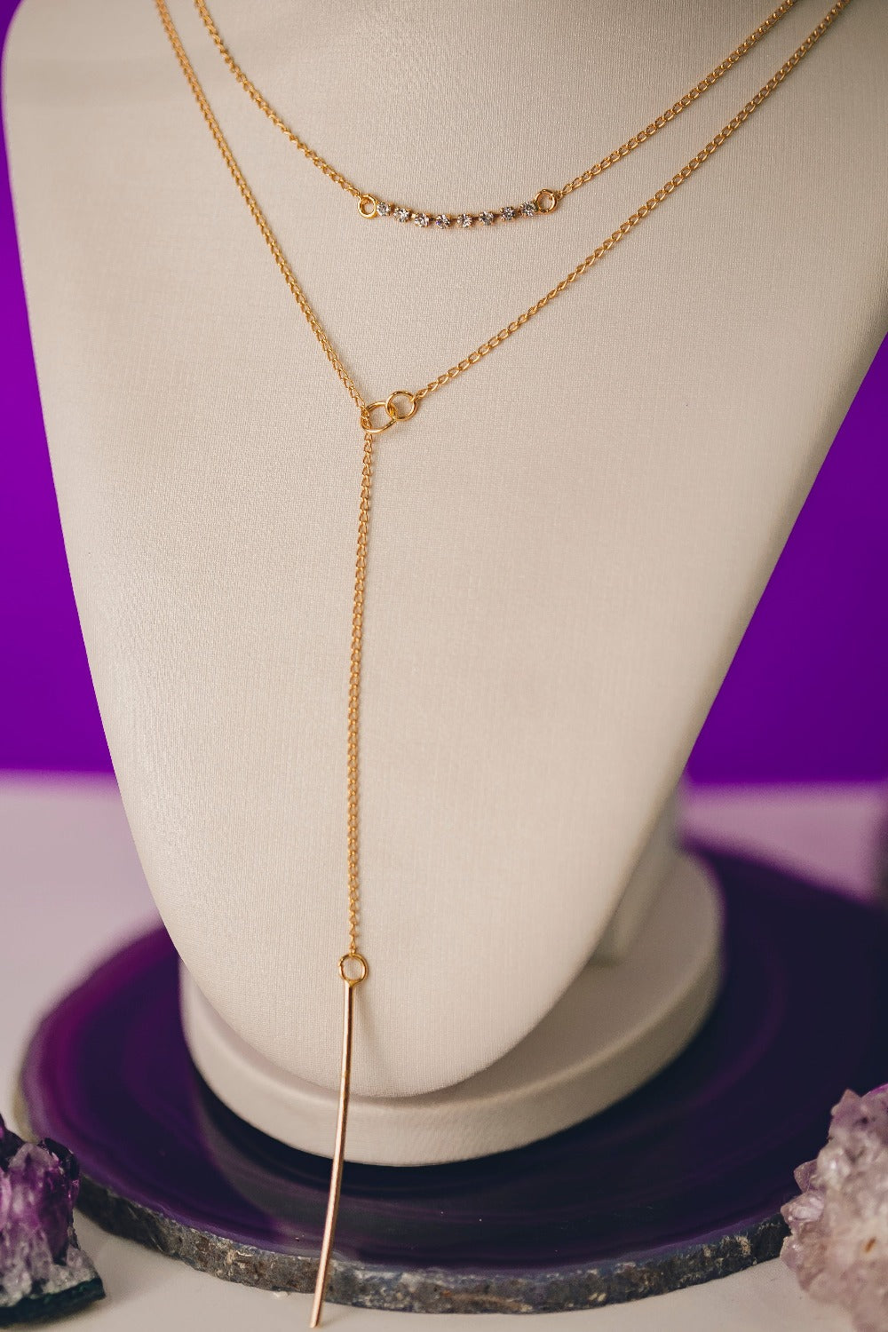 COLAR GRAVATA DUPLO FOLHEADO A OURO 18K