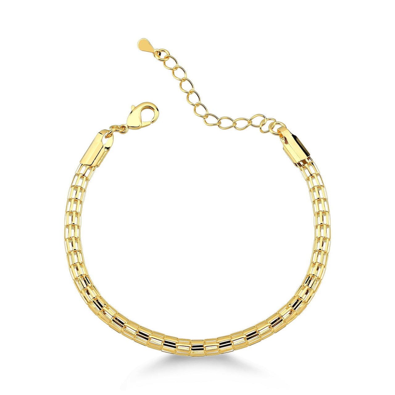 PULSEIRA MALHA OCA FOLHEADA A OURO