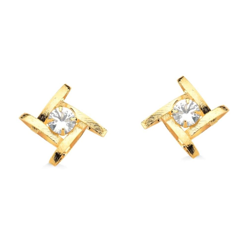 BRINCO CATAVENTO COM ZIRCÔNIA FOLHEADO A OURO 18K