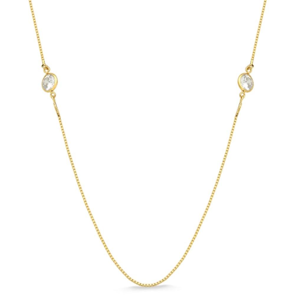 COLAR LONGO COM ZIRCÔNIAS FOLHEADO A OURO 18K