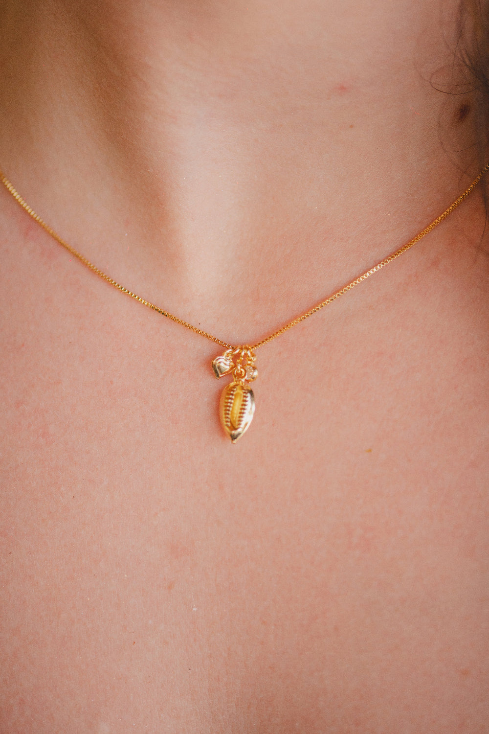 COLAR LISO COM PINGENTE DE BÚZIO FOLHEADO A OURO 18K