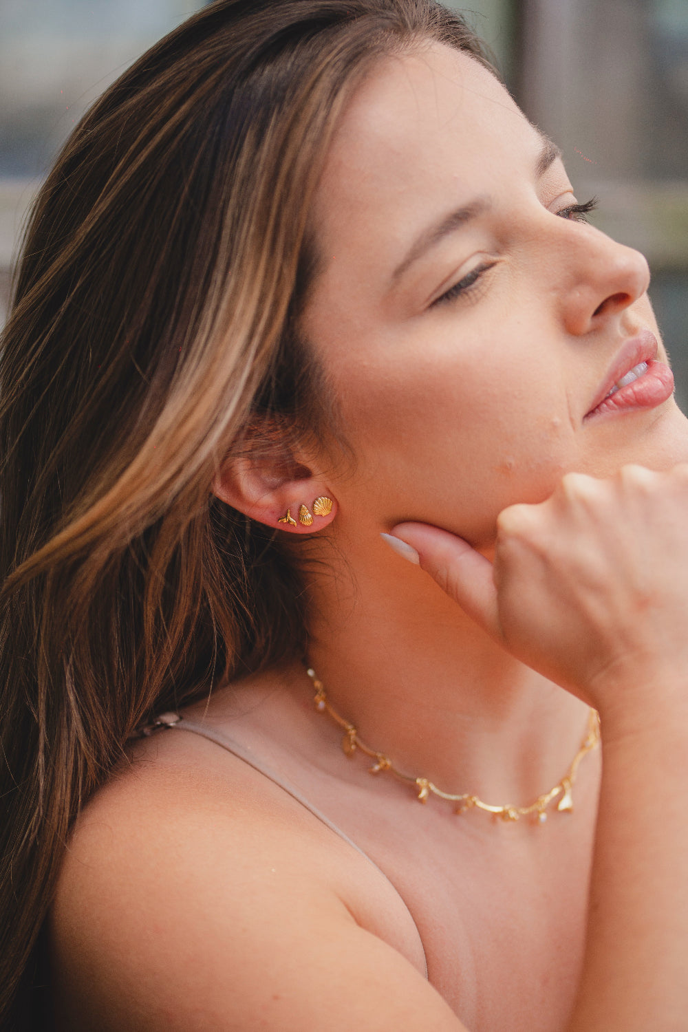 BRINCO TRIO FUNDO DO MAR FOLHEADO A OURO 18K