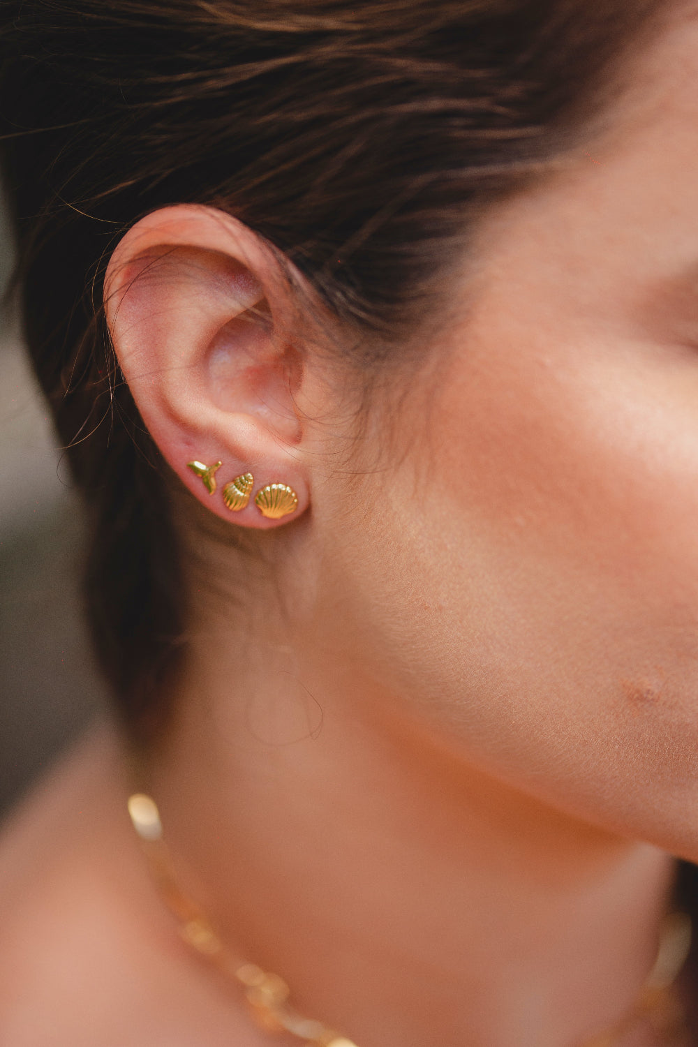 BRINCO TRIO FUNDO DO MAR FOLHEADO A OURO 18K
