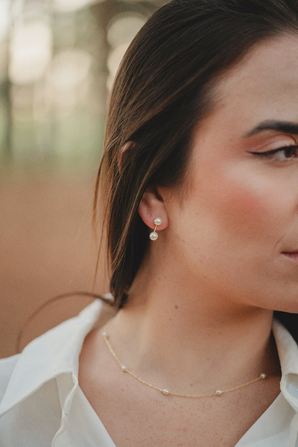 BRINCO DE PEROLA PIERCING M FOLHEADO A OURO 18K