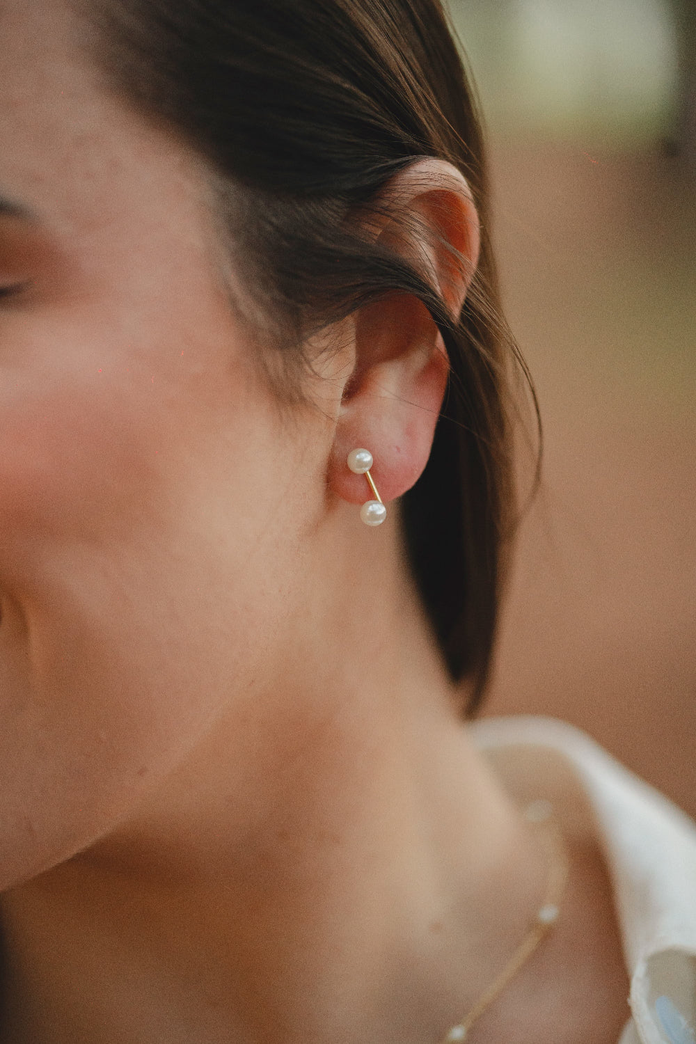 BRINCO DE PEROLA EAR JACKET P FOLHEADO A OURO 18K