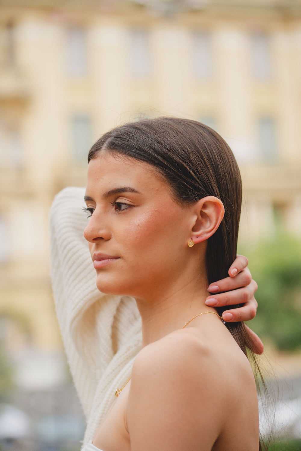 BRINCO CORAÇÃO COM ZIRCÔNIA FOLHEADO A OURO 18K