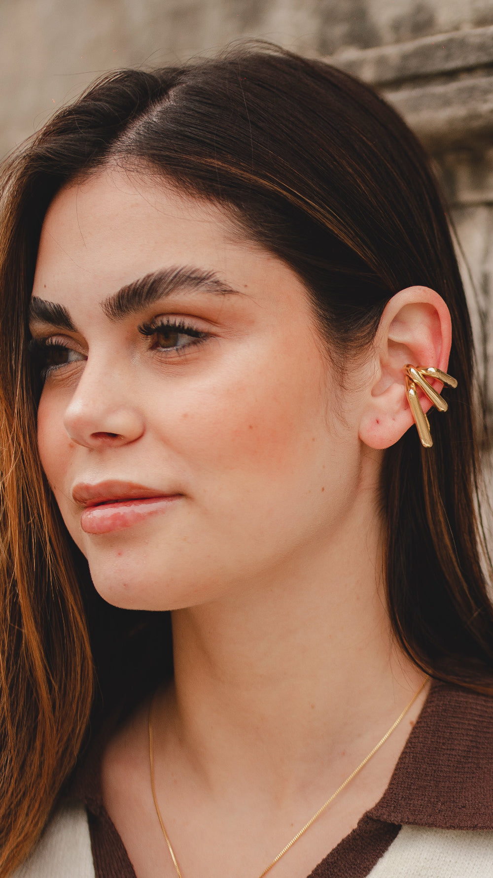TRIO DE PIERCINGS QUADRADOS FOLHEADO A OURO 18K