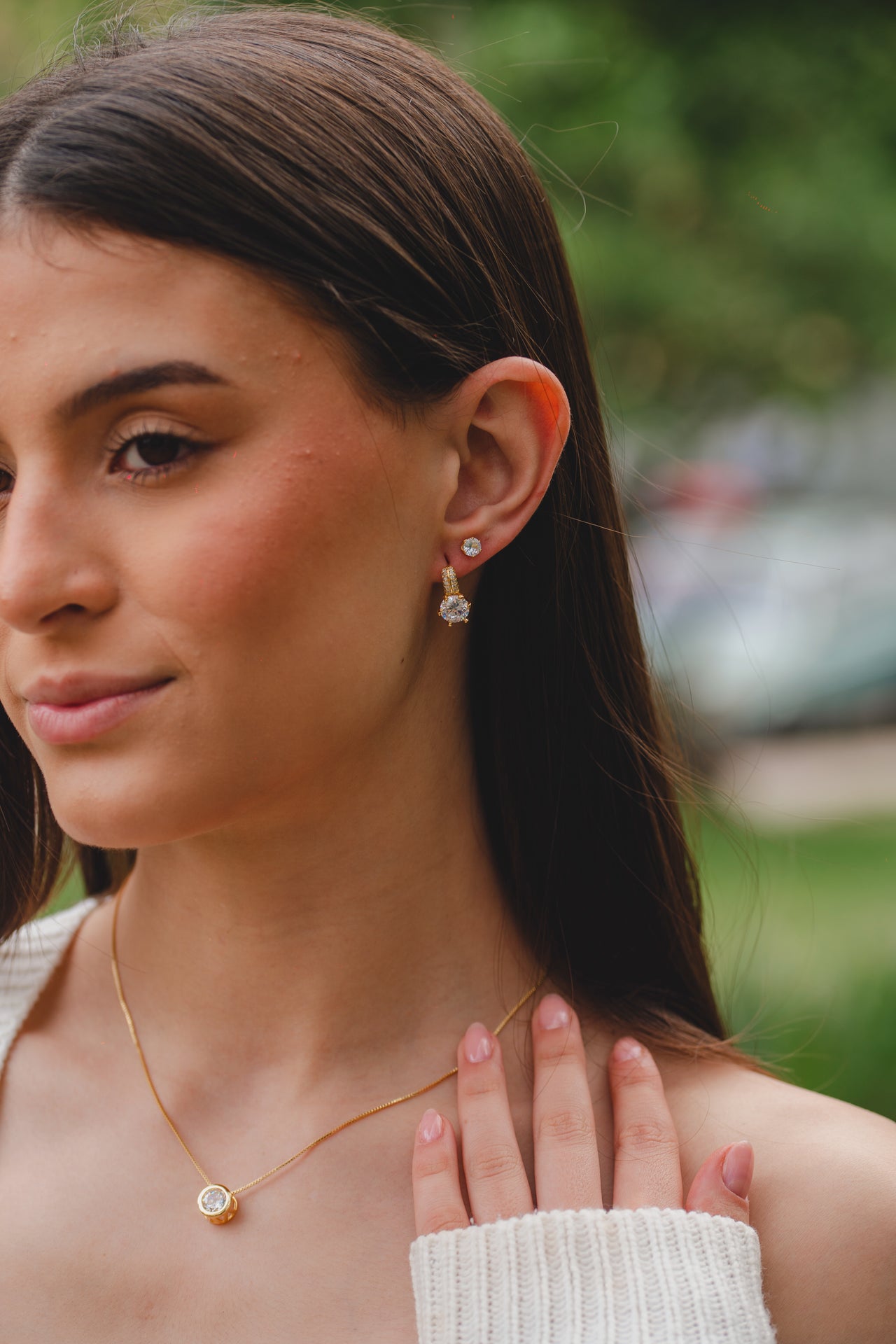 COLAR COM ZIRCÔNIA REDONDA P FOLHEADO A OURO 18K