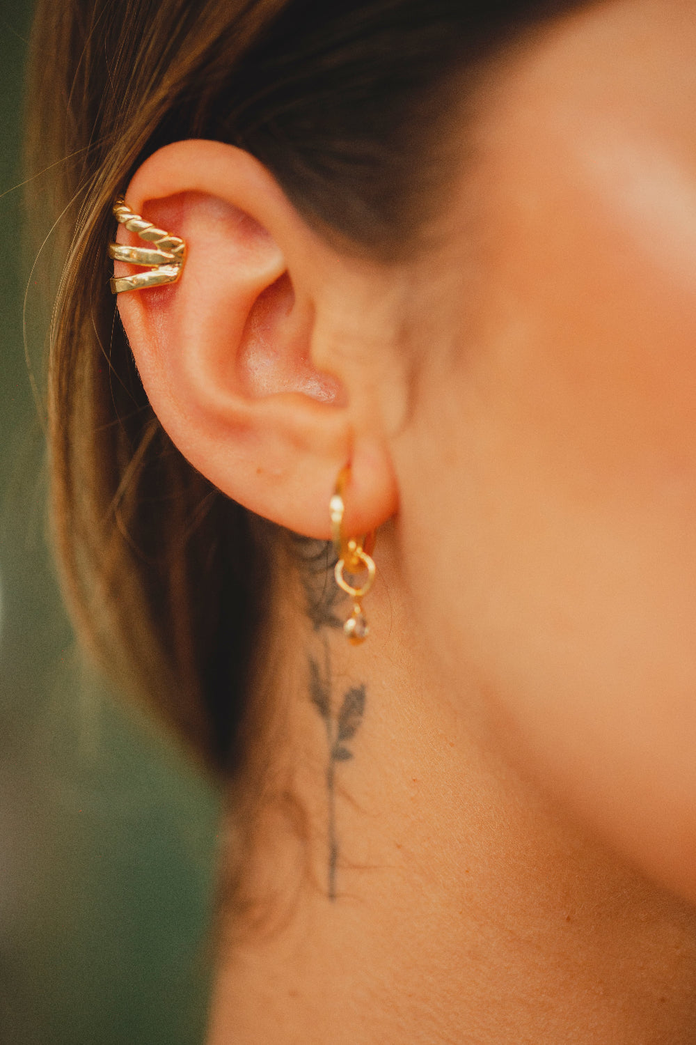 PIERCING FAKE TRÊS LINHAS FOLHEADO A OURO 18K